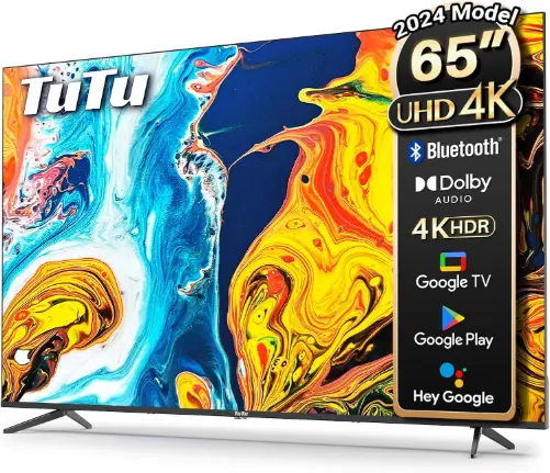 TuTu 65": Best budget option with Dolby Audio and sleek design.